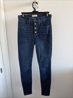 Madewell Dark Indigo High-Rise Button-Fly Skinny Jeans size 28 tall